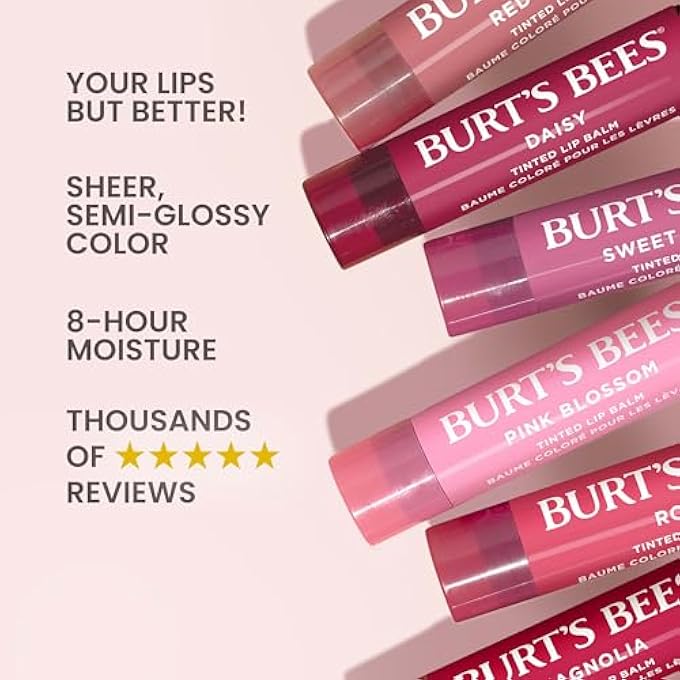 Burt's Bees LIP TINT BALM, LONG LASTING 2 IN 1 DUO TINTED BALM FORMULA, COLOR INFUSED WITH HYDRATING SHEA BUTTER FOR A NATURAL LOOKING BUILDABLE FINISH, HIBISCUS, 1 TUBE - Image 3